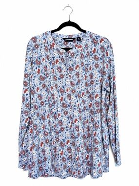 Lands End Knit Pintuck Button Front Tunic Top  - Women's Size XL
